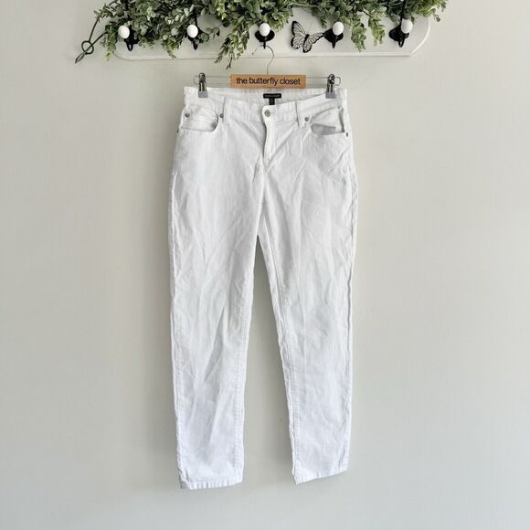 Eileen Fisher White Straight Leg Jeans Size 4 - Picture 1 of 4